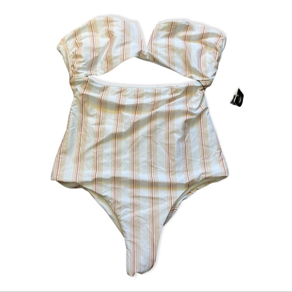 Tavik Cream Stripe One-Piece Swimsuit